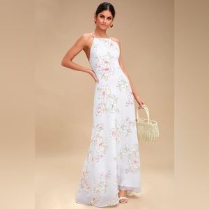 Lulu’s - Blooms for You Light Blue Floral Print Maxi Dress